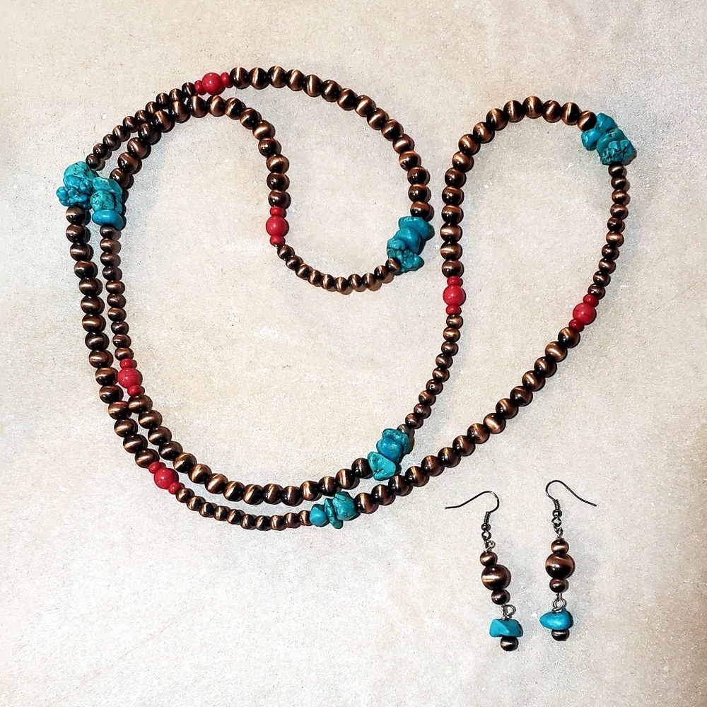 46" 3 way wear necklace and earrings